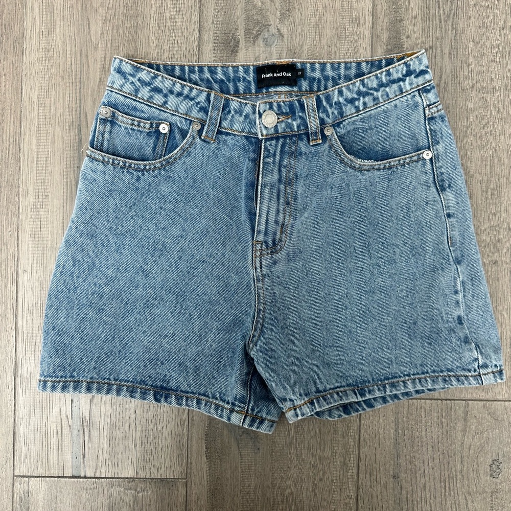 Frank & Oak Blue Jean Shorts High-Waisted Relaxed Fit women’s size 27 VGUC